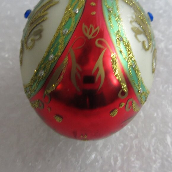 Unique Treasure Handcrafted Glass Faberge Inspired Ornament Jeweled Egg Ornament - Picture 3 of 12